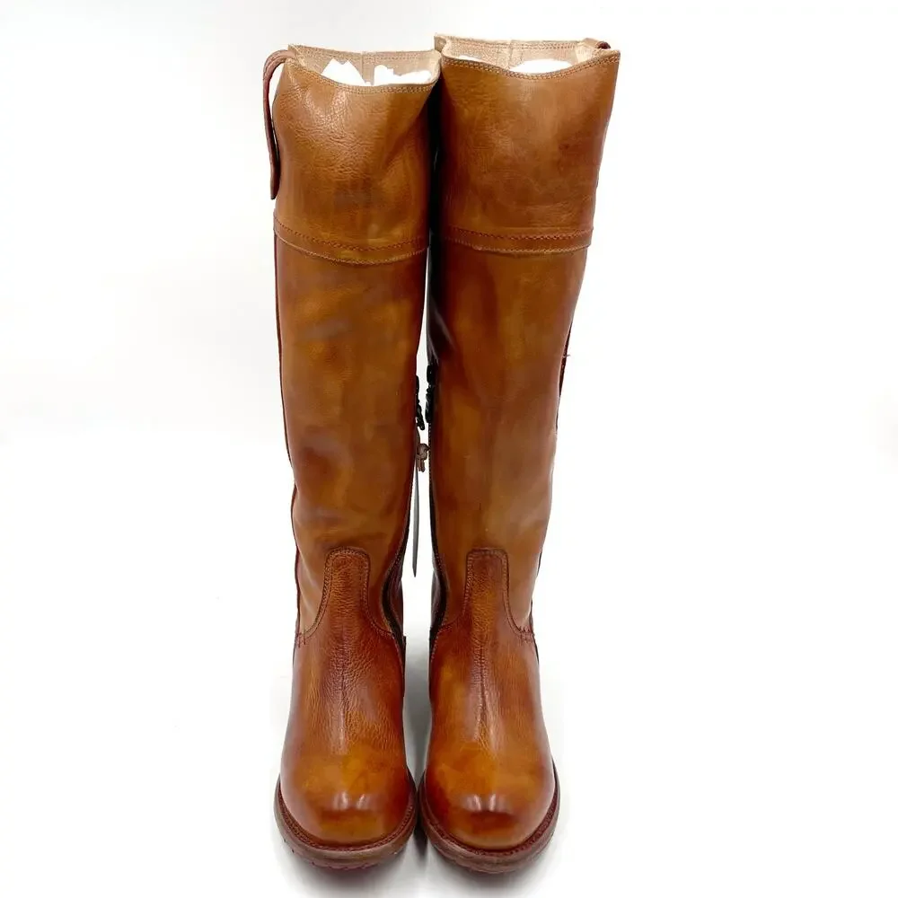 Bed Stu Jacqueline Riding Boots Pecan‎ Rustic Brown Leather Knee Tall Sz 7